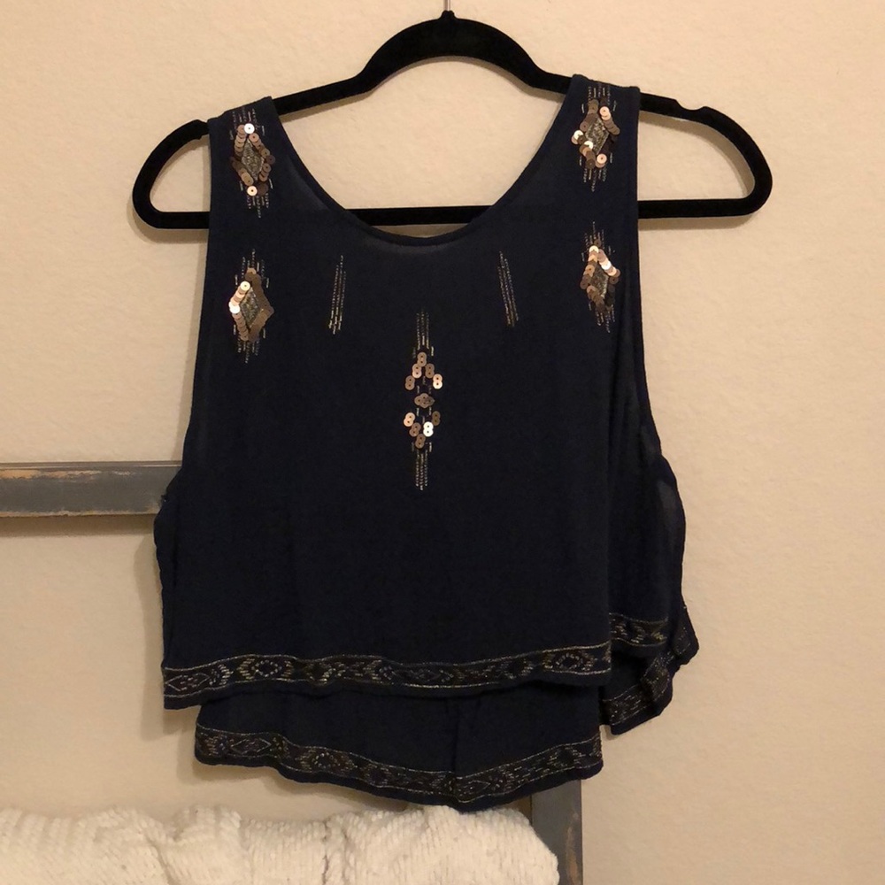 Nectar Boutique NavyBlue Sheer tank top